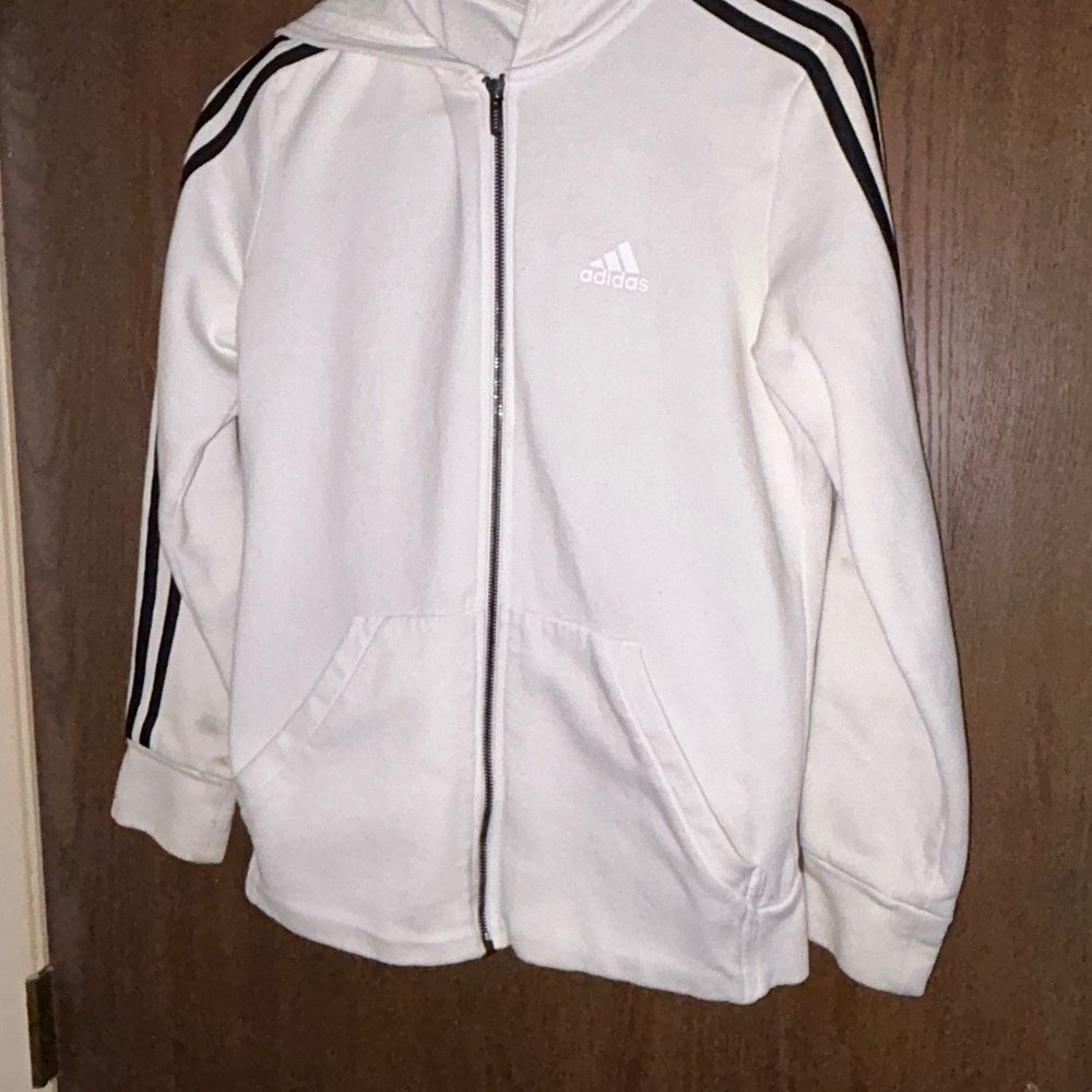 White Adidas zip up hoodie